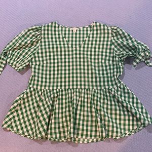 EST. 1946 Green and White Checkered Top/Blouse